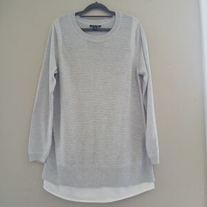 Hilary Radley Gray and White Women's Top Sweater Size L